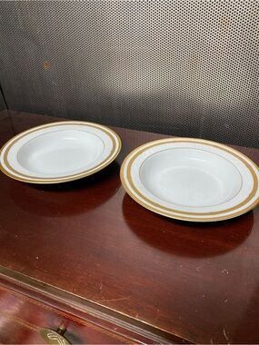 Christian Dior Classic White and Gold Rim Soup Bowls - Porcelain Vintage Rare